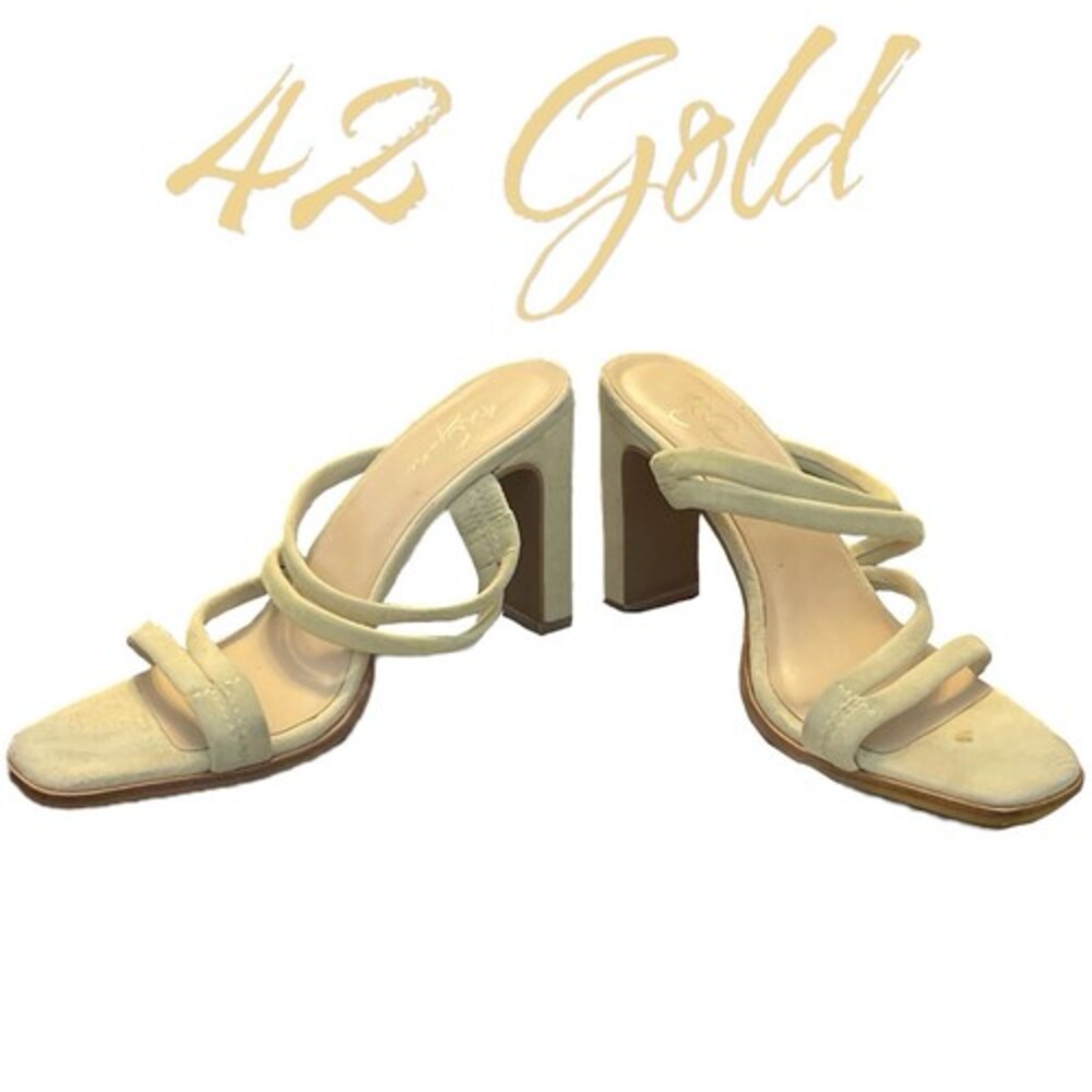 42 Gold Sandals Women’s Size 9.5 Suede Lonnie Pistachio Heels